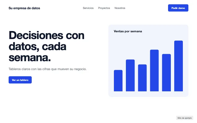 Sitio de ejemplo de una empresa de datos con gráficas